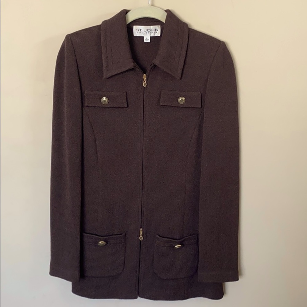 St. John knitted zip up long sleeve